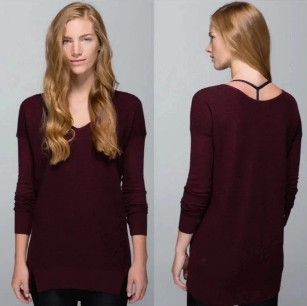 Lululemon | The Sweater Life Heathered Bordeaux Drama Tunic Sweater